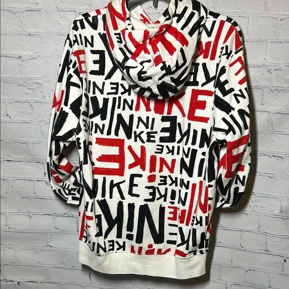 Men’s S Nike Sportswear Hoodie White Black and Red Nike All Over - Picture 3 of 6